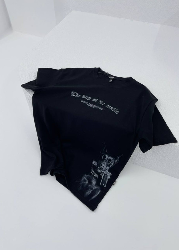Футболка оверсайз з собакою чорна MFStore Изображение Футболка оверсайз з собакою чорна MFStore