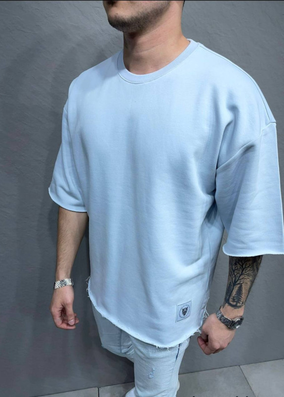 Футболка oversize з необробленими краями голуба MFStore Изображение Футболка oversize з необробленими краями голуба MFStore