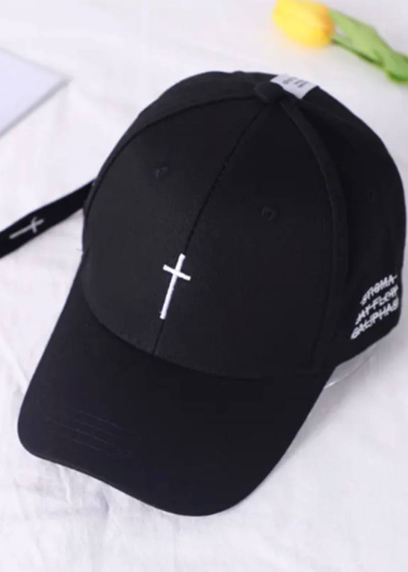 Модна кепка з білим хрестом чорна MFStore Изображение Модна кепка з білим хрестом чорна MFStore