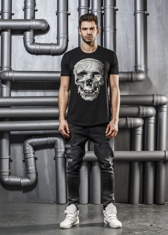 Футболка черная с детализированным черепом Mfstore Изображение Футболка черная с детализированным черепом Mfstore