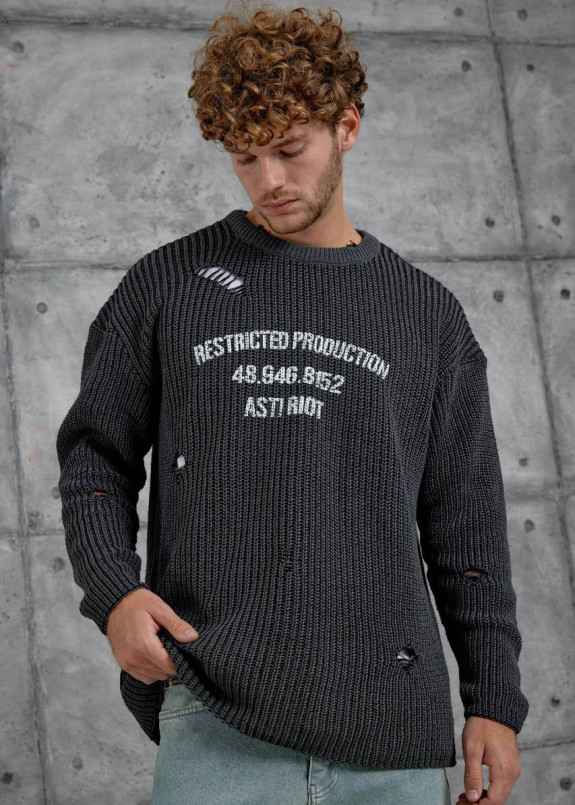 Стильний светр рваний з текстом MFStore Изображение Стильний светр рваний з текстом MFStore