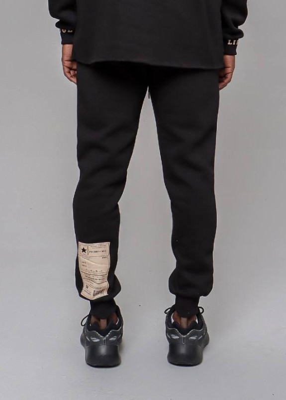 Штани спортивні на флісі з принтом чорні MFStore Изображение Штани спортивні на флісі з принтом чорні MFStore