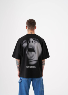 Футболка оверсайз з принтом born to be free чорна MFStore Изображение Футболка оверсайз з принтом born to be free чорна MFStore
