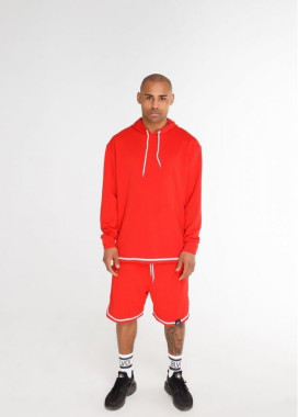 Худи мужской структурный с полоской внизу красный Black Limit Изображение Худи мужской структурный с полоской внизу красный Black Limit