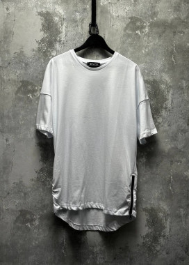 Футболка вільного крою с застібками по боках біла MFStore Изображение Футболка вільного крою с застібками по боках біла MFStore