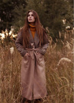 Изображение Пальто женское Oversize принт мелкая гусиная лапка - двухцветное/бежевое