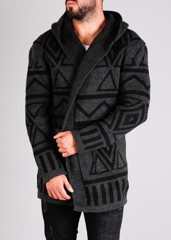 Кардиган серый с геометрическим принтом Mfstore Изображение Кардиган серый с геометрическим принтом Mfstore