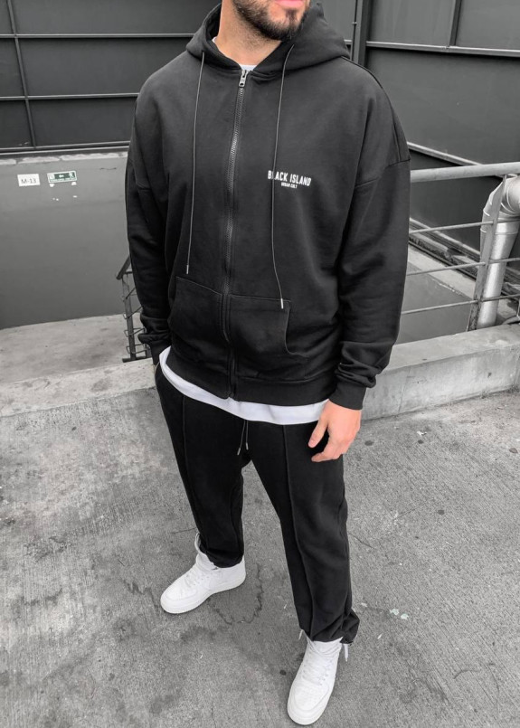 Худи оверсайз на молнии черное MFStore Изображение Худи оверсайз на молнии черное MFStore