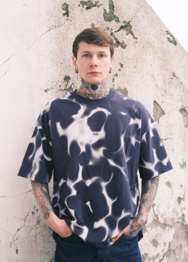 Футболка з принтом морська хвиля синя MFStore Изображение Футболка з принтом морська хвиля синя MFStore