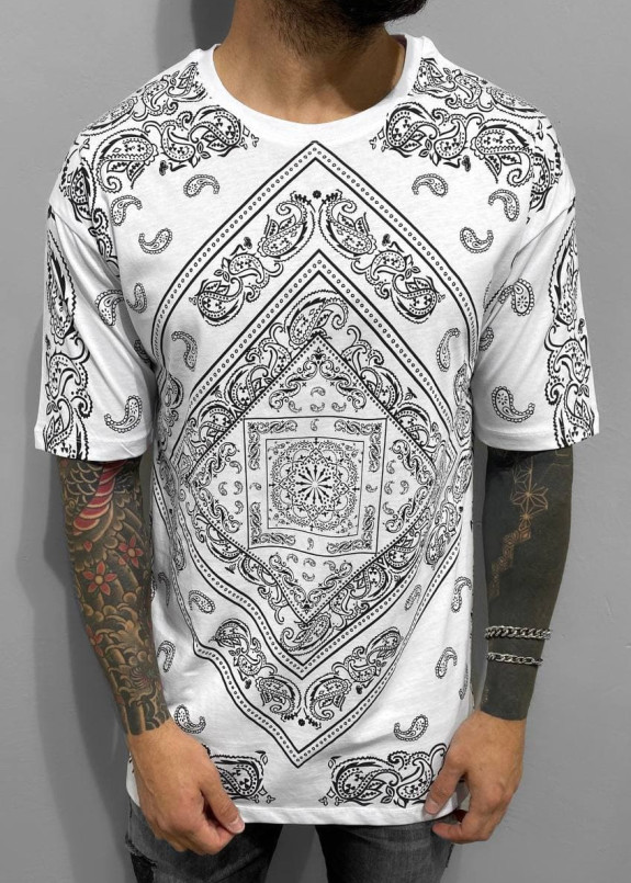 Футболка белая с узором MFStore Изображение Футболка белая с узором MFStore