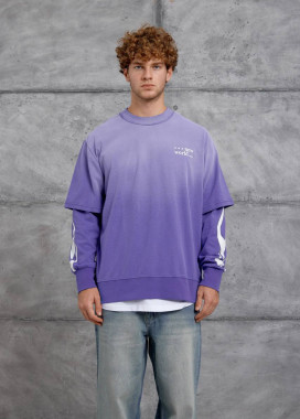 Стильний лонгслів з принтом і подвійним рукавом ліловий MFStore Изображение Стильний лонгслів з принтом і подвійним рукавом ліловий MFStore