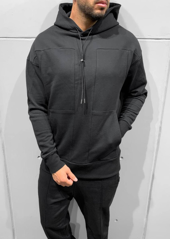 Худи оверсайз дизайнерское черное MFStore Изображение Худи оверсайз дизайнерское черное MFStore