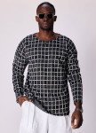 Стильний лонгслів вільного крою в клітинку чорно-білий MFStore Изображение Стильний лонгслів вільного крою в клітинку чорно-білий MFStore
