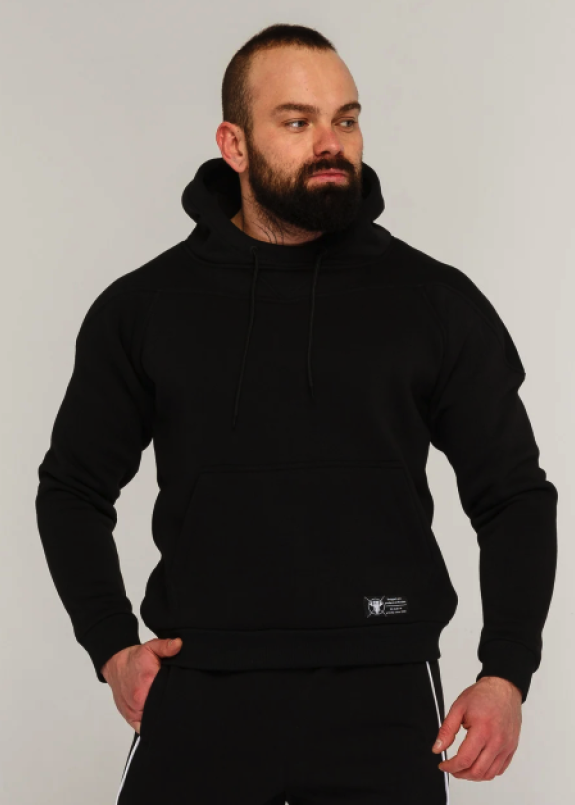 Худи мужской утепленный черный модель Ракета Изображение Худи мужской утепленный черный модель Ракета