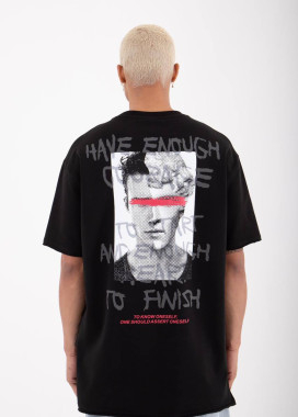 Футболка оверсайз з арт-принтом чорна MFStore Изображение Футболка оверсайз з арт-принтом чорна MFStore