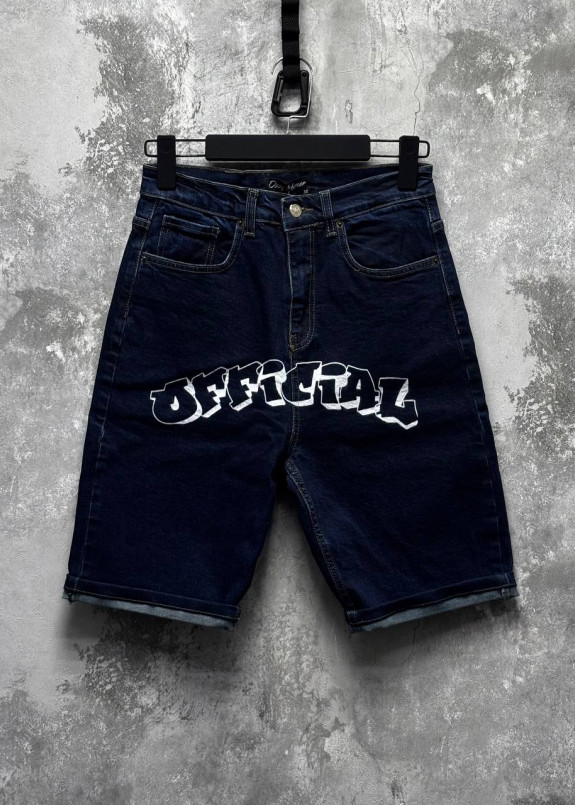 Стильні джинсові шорти вільного крою з принтом сині MFStore Изображение Стильні джинсові шорти вільного крою з принтом сині MFStore