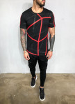 Футболка с черно-красными линиями Mfstore Изображение Футболка с черно-красными линиями Mfstore