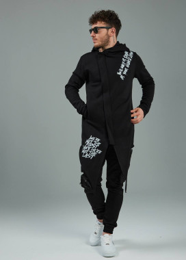 Мантія вільного крою унісекс з білим принтом чорна MFStore Изображение Мантія вільного крою унісекс з білим принтом чорна MFStore