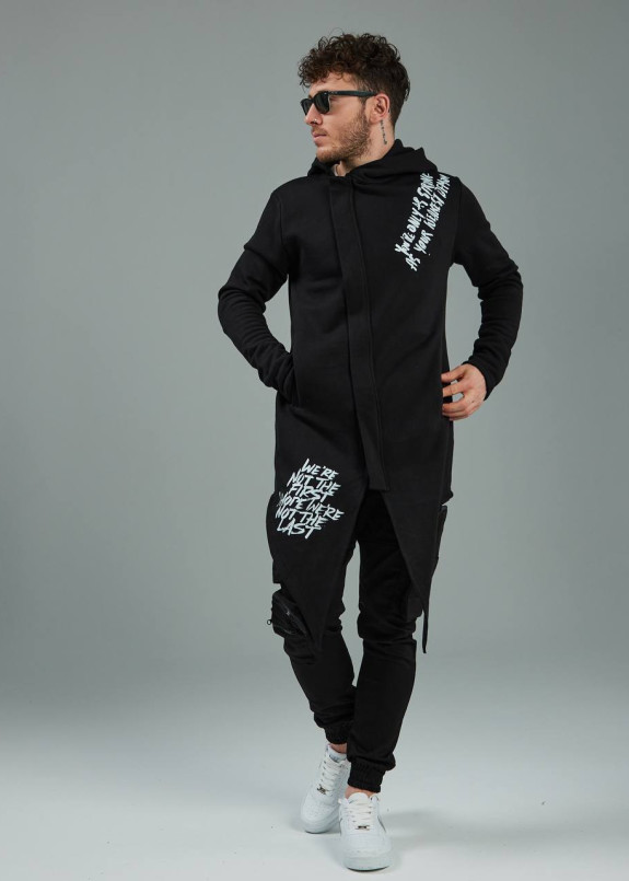 Мантія вільного крою унісекс з білим принтом чорна MFStore Изображение Мантія вільного крою унісекс з білим принтом чорна MFStore