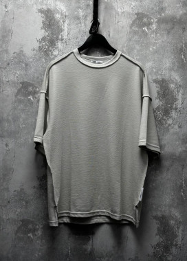 Футболка базова оверсайз зі швами навиворіт сіра MFStore Изображение Футболка базова оверсайз зі швами навиворіт сіра MFStore