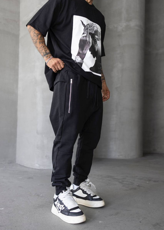 Штани галіфе виварені з лампасом чорні MFStore Изображение Штани галіфе виварені з лампасом чорні MFStore