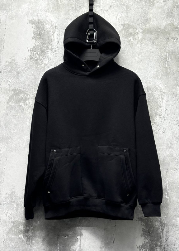 Худі оверсайз на флісі з подвійним карманом чорне MFStore Изображение Худі оверсайз на флісі з подвійним карманом чорне MFStore