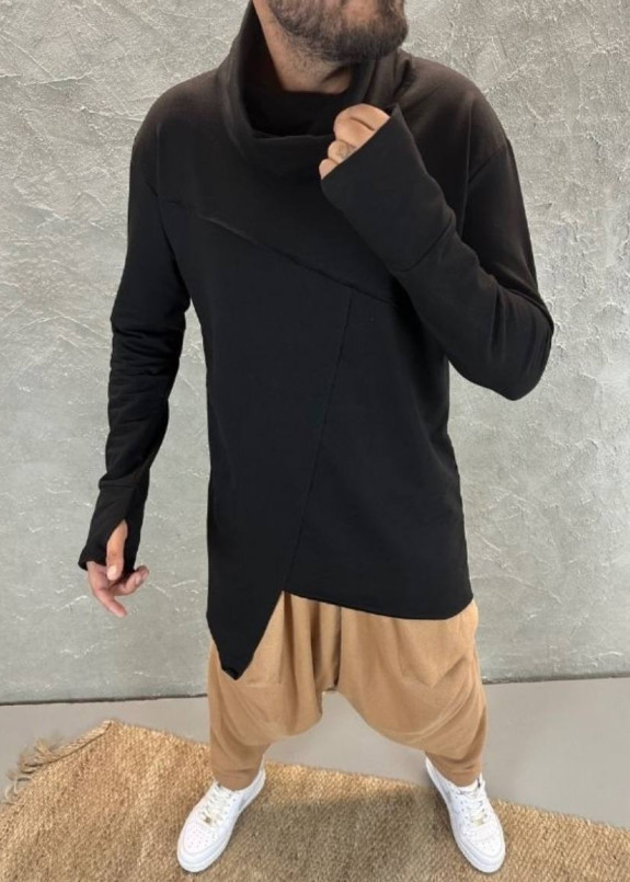 Лонгслів дизайнерський асиметричний чорний MFStore Изображение Лонгслів дизайнерський асиметричний чорний MFStore