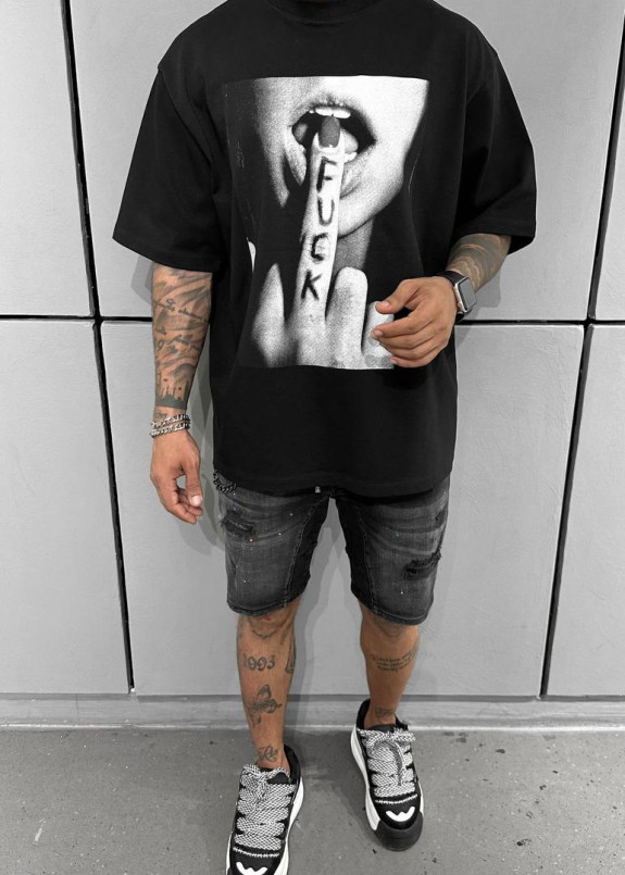 Футболка оверсайз з дівчиною fuck чорна MFStore Изображение Футболка оверсайз з дівчиною fuck чорна MFStore