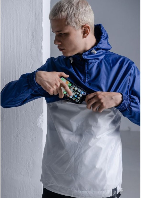 Анорак мужской Street Style бело-синий Изображение Анорак мужской Street Style бело-синий