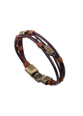 Браслет кожаный с медными вставками Fashion Изображение Браслет кожаный с медными вставками Fashion