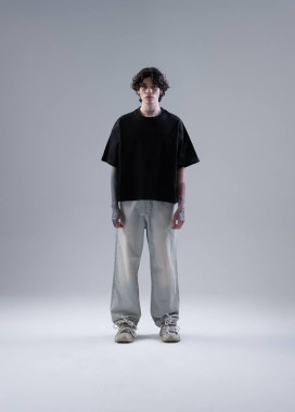 Футболка оверсайз чорна базова вкорочена MFStore Изображение Футболка оверсайз чорна базова вкорочена MFStore