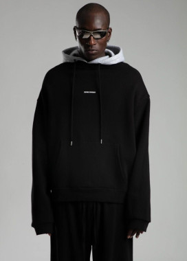 Худі оверсайз з сірим капюшоном чорний MFStore Изображение Худі оверсайз з сірим капюшоном чорний MFStore