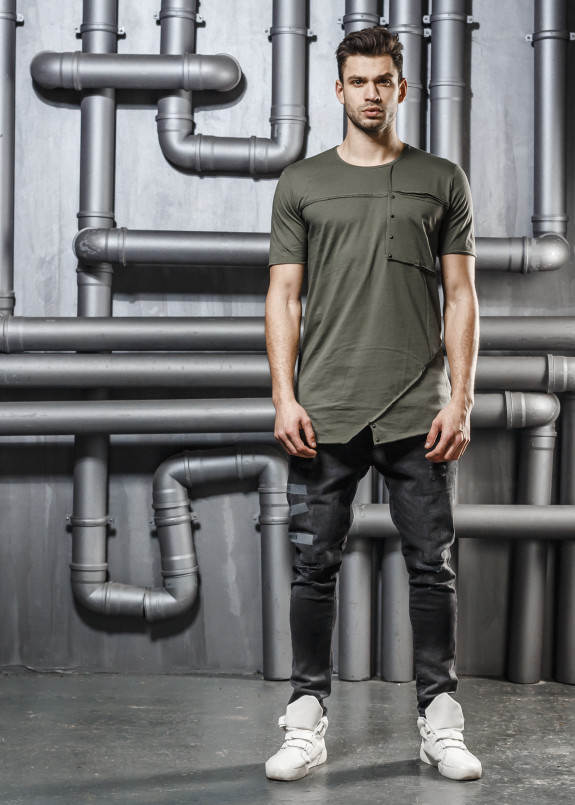 Футболка хаки с карманом на грудях Mfstore Изображение Футболка хаки с карманом на грудях Mfstore