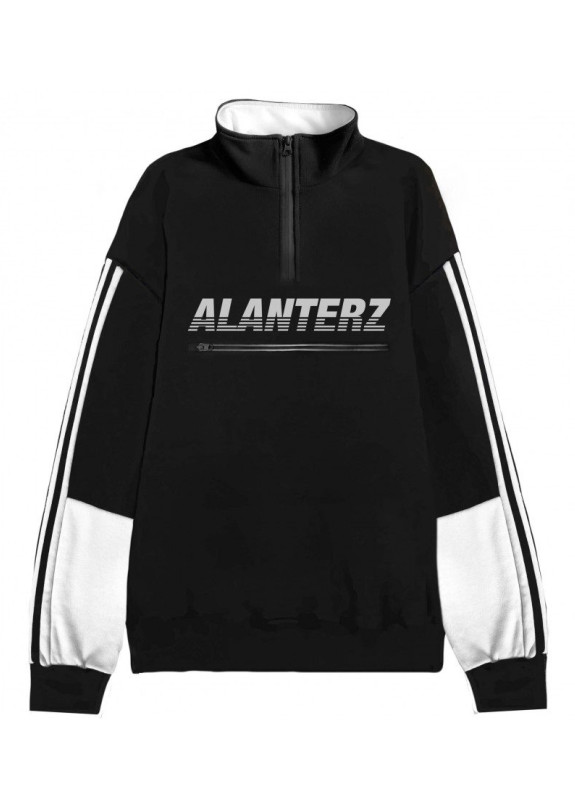 Кофта Basic 1/4 Zip Reflective Oversized Black Sweatshirt Изображение Кофта Basic 1/4 Zip Reflective Oversized Black Sweatshirt