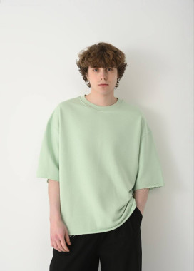 Оверсайз футболка з необробленими краями ментолова MFStore Изображение Оверсайз футболка з необробленими краями ментолова MFStore