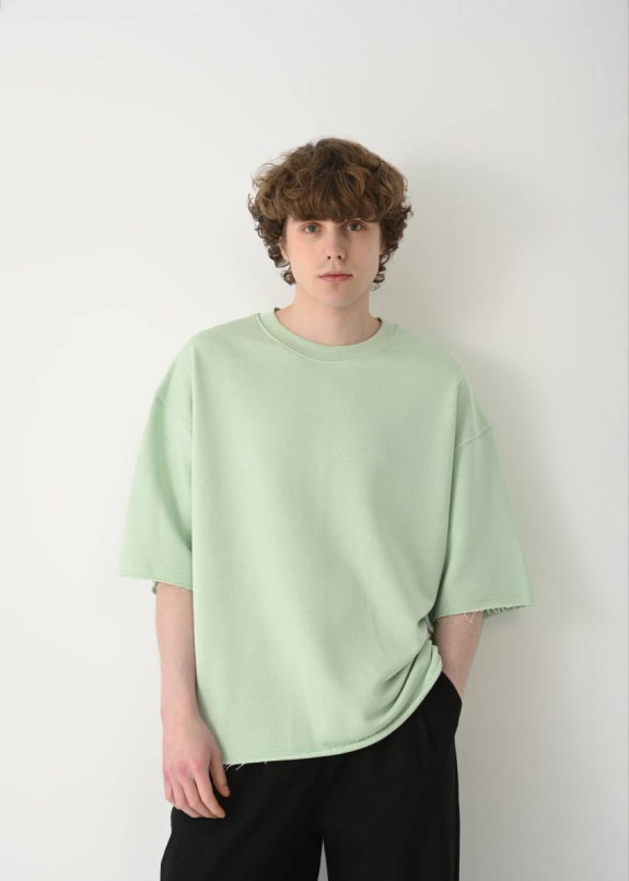 Оверсайз футболка з необробленими краями ментолова MFStore Изображение Оверсайз футболка з необробленими краями ментолова MFStore