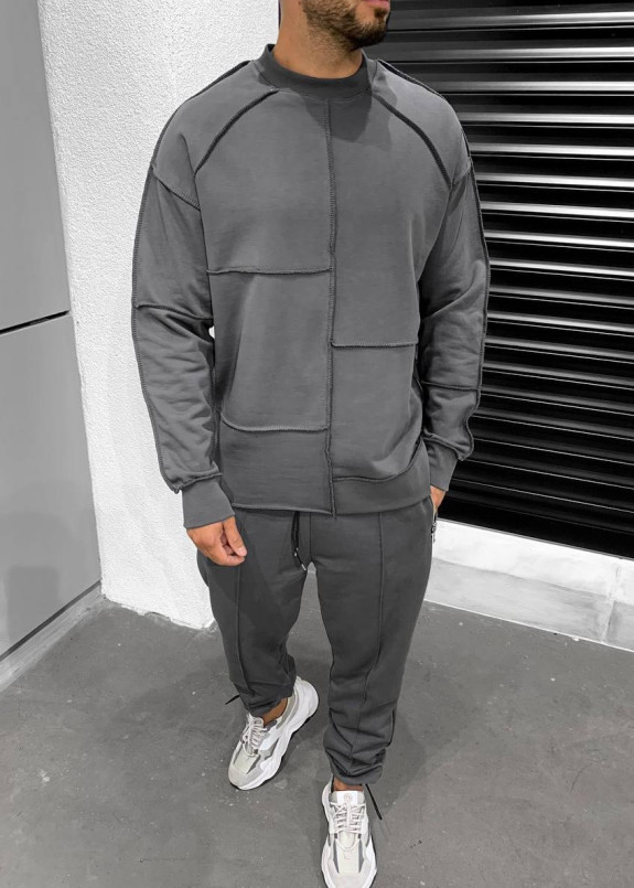 Удлиненный дизайнерский свитшот серый Mfstore Изображение Удлиненный дизайнерский свитшот серый Mfstore