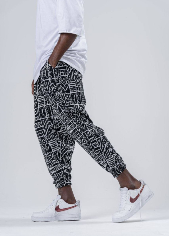 Штани вільного крою чорно-білого кольору MFStore Изображение Штани вільного крою чорно-білого кольору MFStore