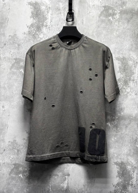 Футболка виварена оверсайз сіра з дірками MFStore Изображение Футболка виварена оверсайз сіра з дірками MFStore