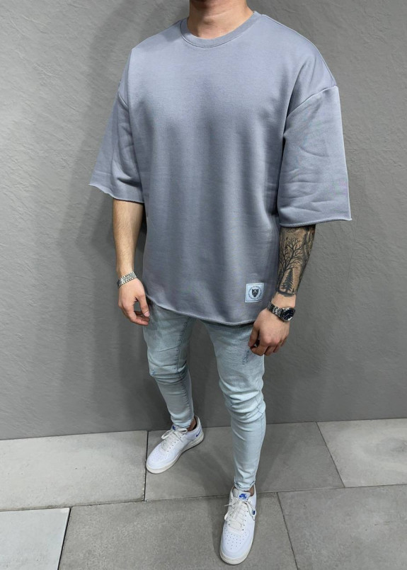 Футболка oversize з необробленими краями сіра MFStore Изображение Футболка oversize з необробленими краями сіра MFStore