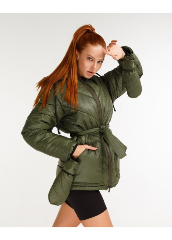 Пуховик с варежками зеленый Изображение Пуховик с варежками зеленый