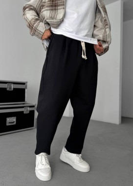 Стильні штани вільного крою плотні чорні MFStore Изображение Стильні штани вільного крою плотні чорні MFStore