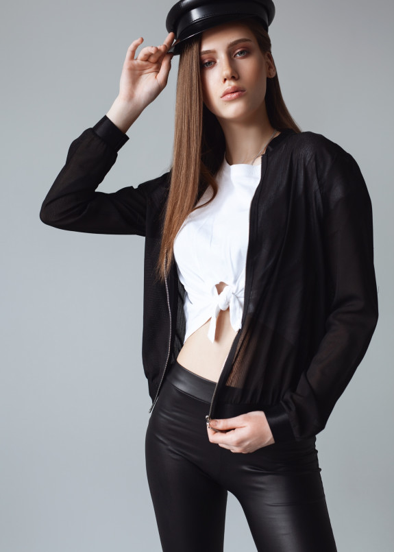 Бомбер із шифону чорний Изображение Бомбер із шифону чорний