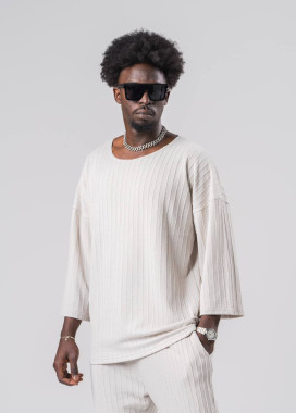 Футболка кімоно оверсайз в смужку сіра MFStore Изображение Футболка кімоно оверсайз в смужку сіра MFStore