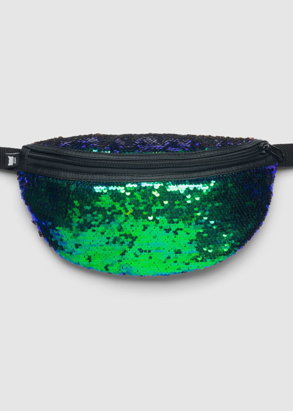Поясная сумка бананка с зелеными блестящими пайетками Radio Cat Изображение Поясная сумка бананка с зелеными блестящими пайетками Radio Cat