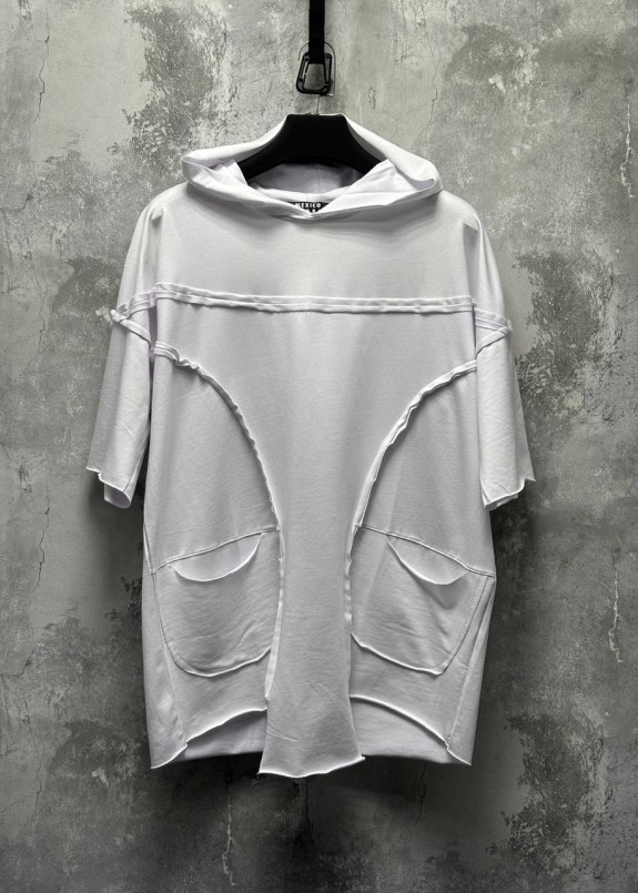 Футболка дизайнерська з капюшоном біла MFStore Изображение Футболка дизайнерська з капюшоном біла MFStore