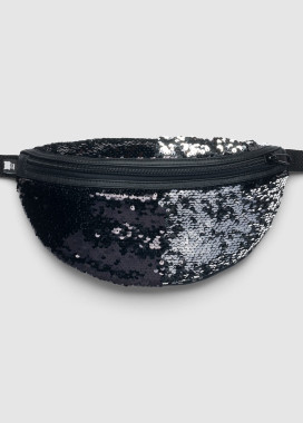 Поясная сумка бананка с черными блестящими пайетками Radio Cat Изображение Поясная сумка бананка с черными блестящими пайетками Radio Cat