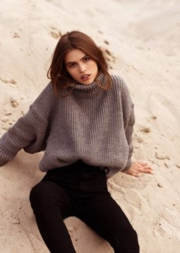 Свитер женский OVERSIZE CROP - серый Изображение Свитер женский OVERSIZE CROP - серый