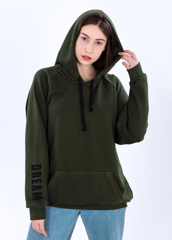 Худи женское темно-зеленое Dream DREAMPL Изображение Худи женское темно-зеленое Dream DREAMPL