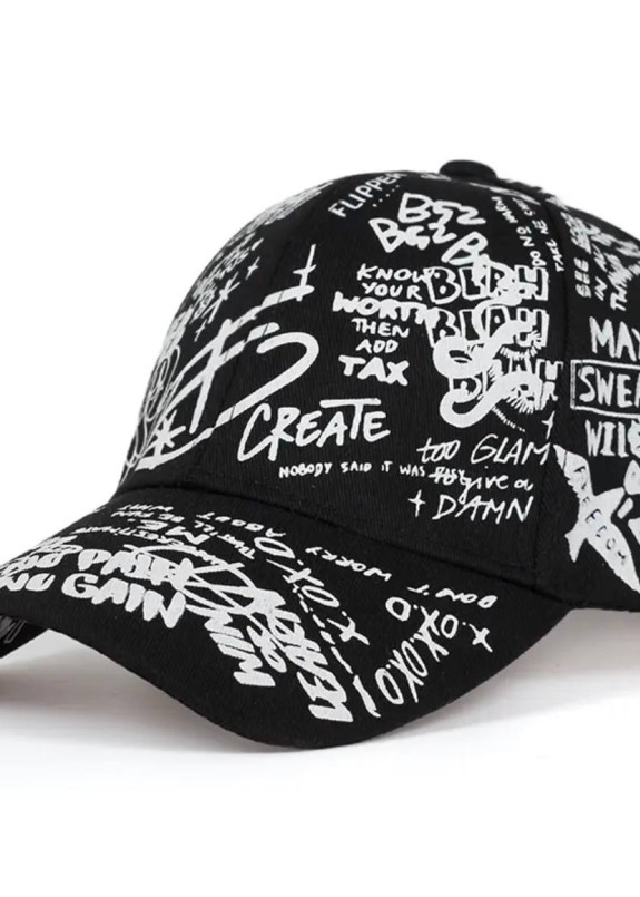 Бейсболка з написом графіті чоловіча чорна MFStore Изображение Бейсболка з написом графіті чоловіча чорна MFStore